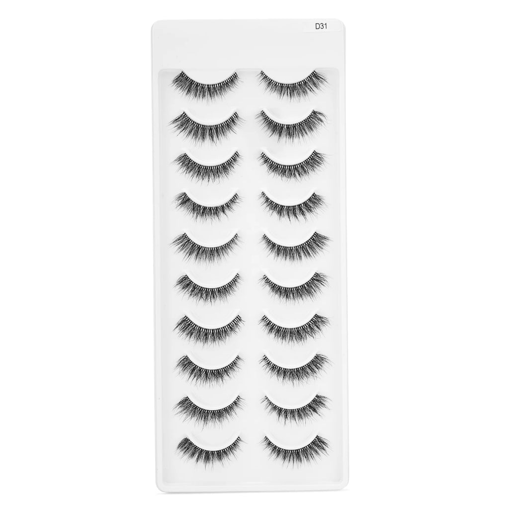 MYSTIQUE HAIR FEATHERLIGHT EYE LASHES TRANSPARENT BAND MINK EYELASHES 10 PAIRS