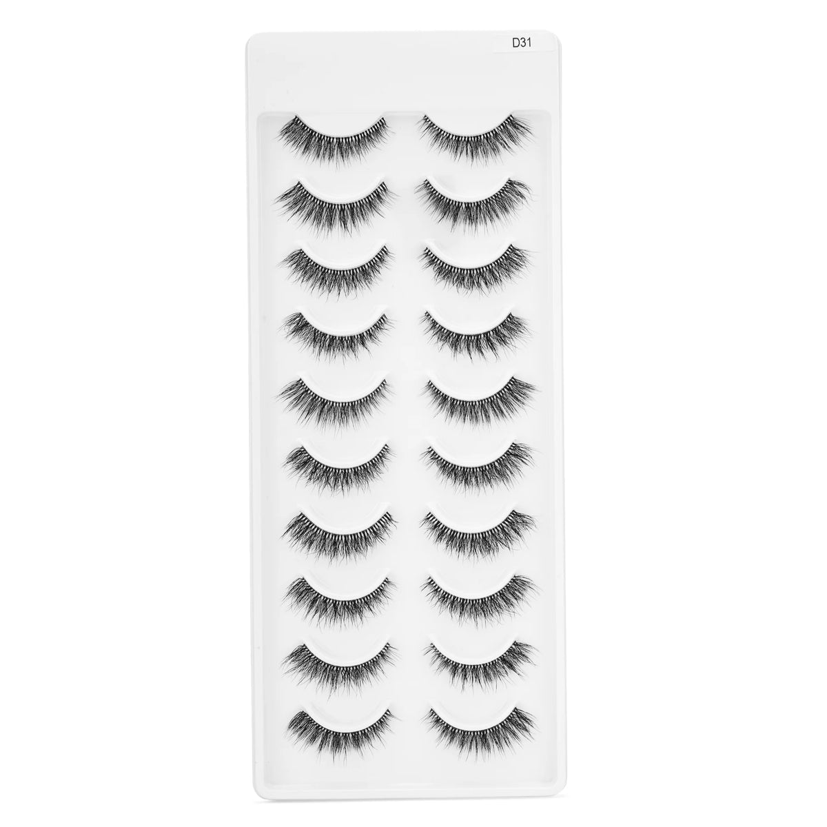 MYSTIQUE HAIR FEATHERLIGHT EYE LASHES TRANSPARENT BAND MINK EYELASHES 10 PAIRS