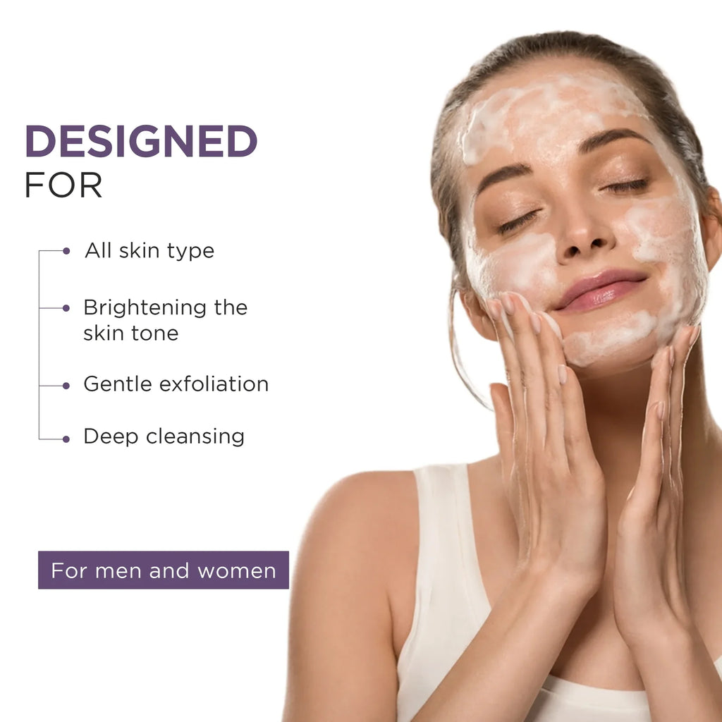 Oshea Herbals Glopure Lightening and Brightening Foaming Cleanser 3 in One Deep Cleansing,Lighten and Brighten,Gentle Exfoliation All Skin Types 100ml