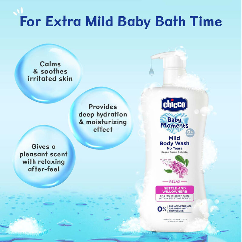 Chicco Baby Moments Mild Body Wash No Tears Relax Nettle And Willowhers 0% 500ml