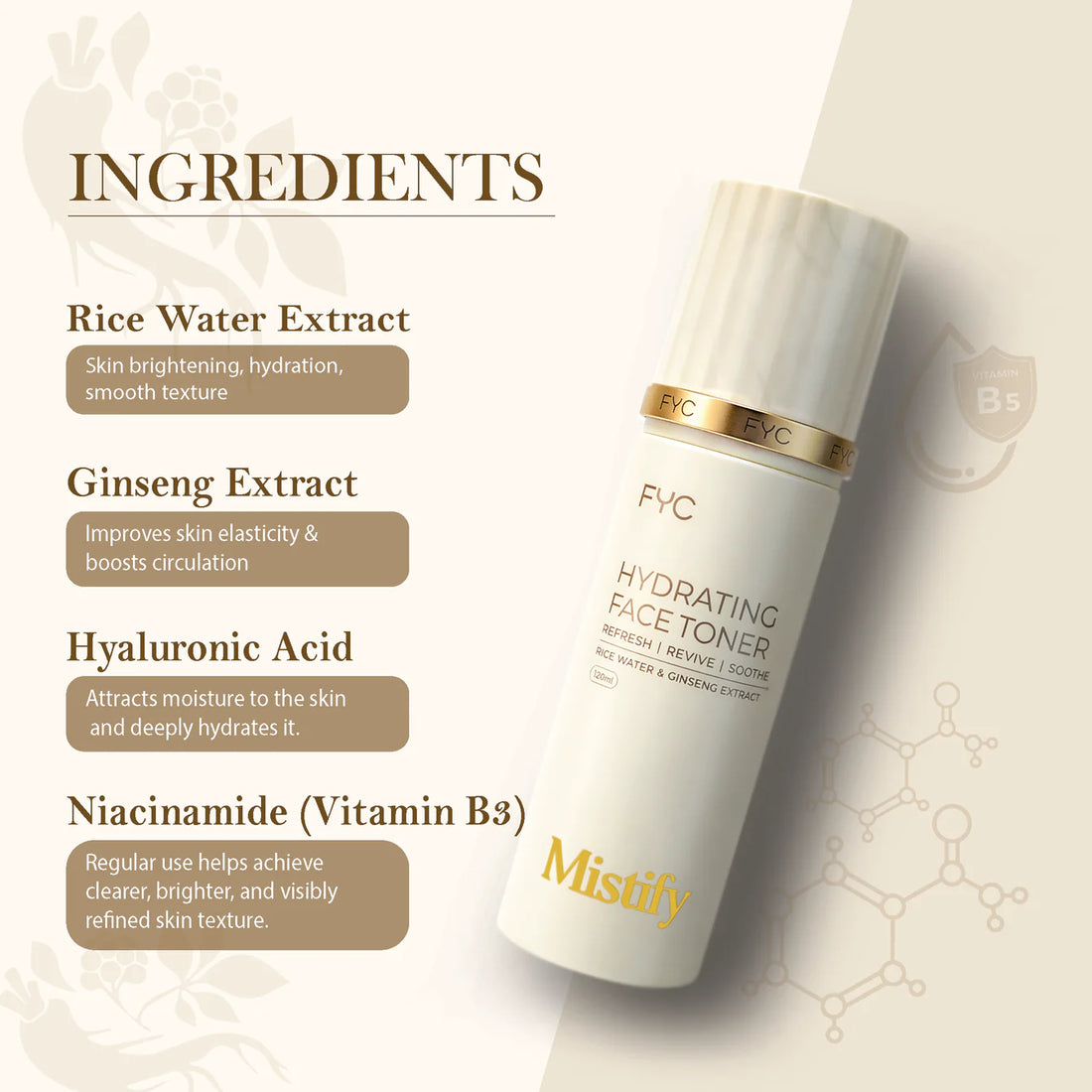 FYC Hydrating Face Toner Mistify – Refresh, Revive & Deeply Hydrate Your Skin 120ml