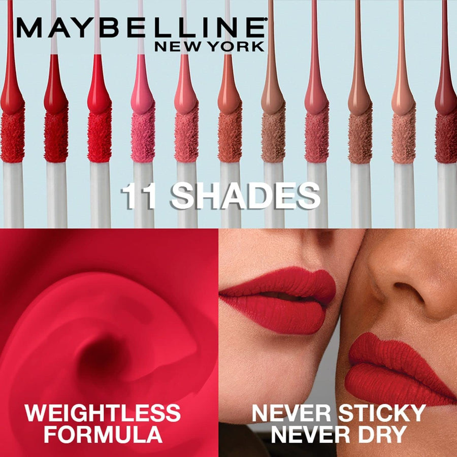 Maybelline New York Lipstick Matte Finish Non-Sticky and Non-Drying Sensational Liquid Matte 04 Easy Berry 7ml