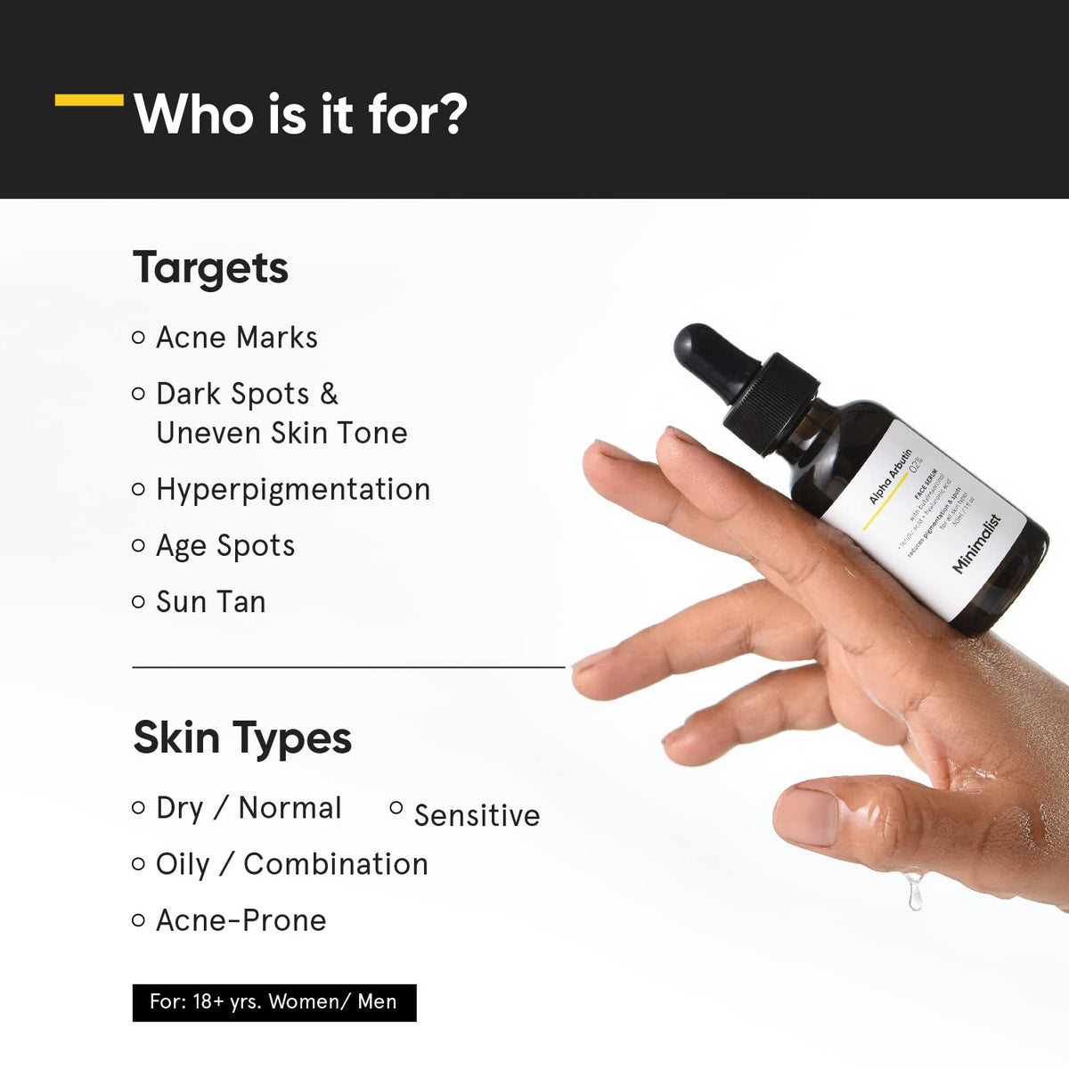 Minimalist Alpha Arbutin 02% Face Serum Reduces Pigmentation & Spots 30ml