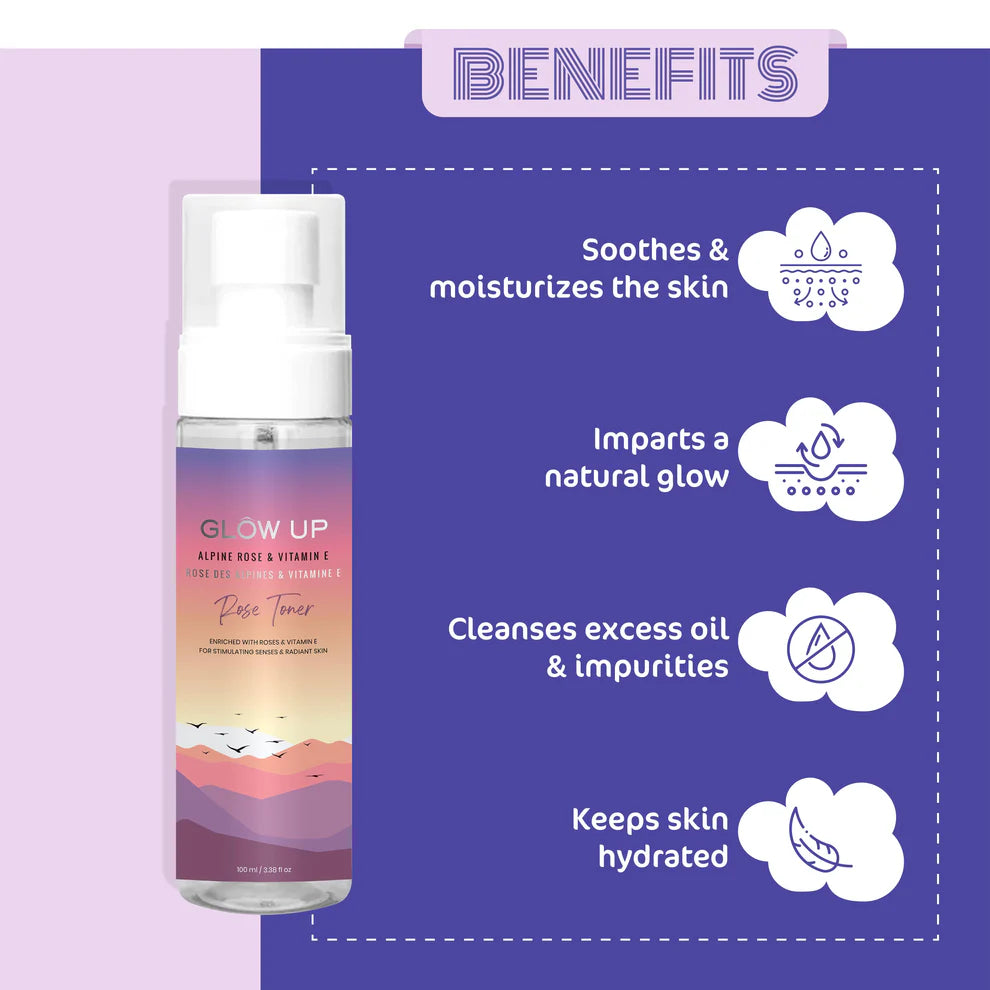Glow Up ROSE TONER WITH ALPINE ROSES AND VITAMIN E - 100ml