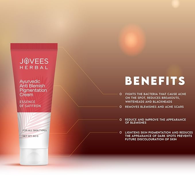 Jovees Herbal Anti-Blemish Pigmentation Cream Essence Of Saffron | For All Skin Types - 60g