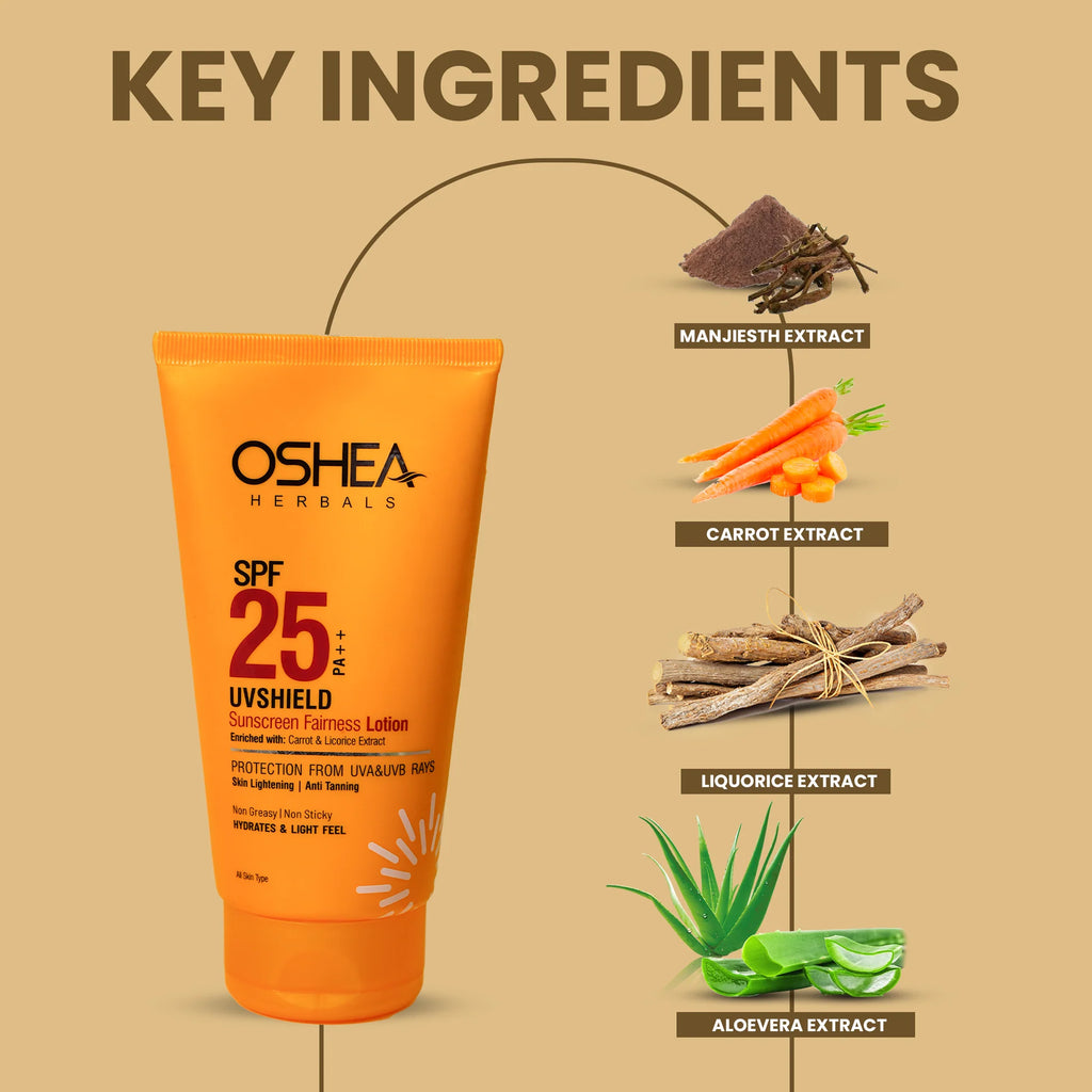 Oshea Herbals Uv Shield Sunscreen Fairness Lotion SPF 25 PA +++ All Type Skin 120g