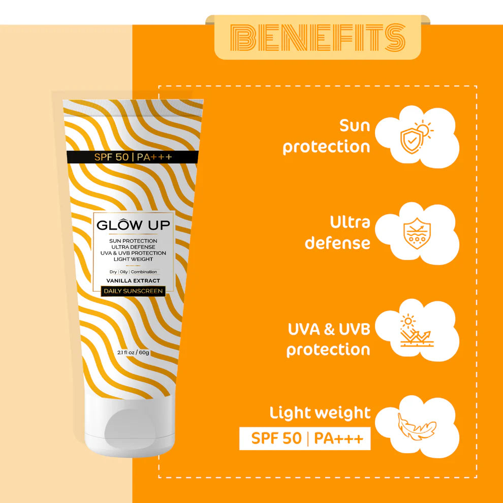 Glow Up VANILLA SUNSCREEN WITH SPF 50 & PA+++ 60g