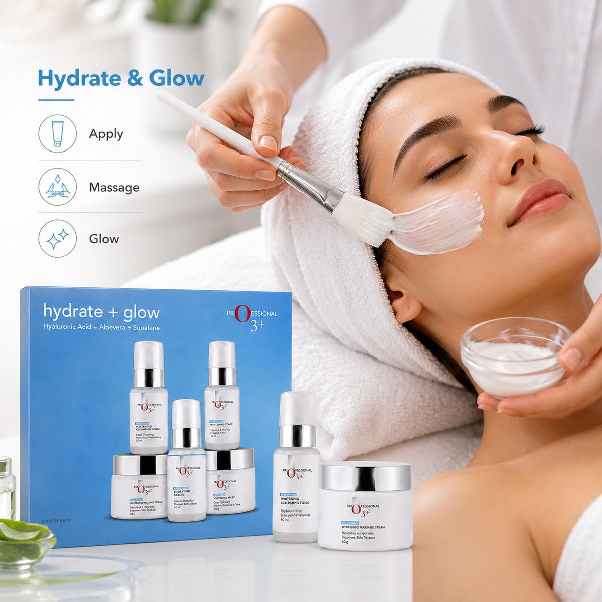 O3+ Professional Hydrate + Glow Facial Kit for Tan-Pigmented Skin Radiance – Shine