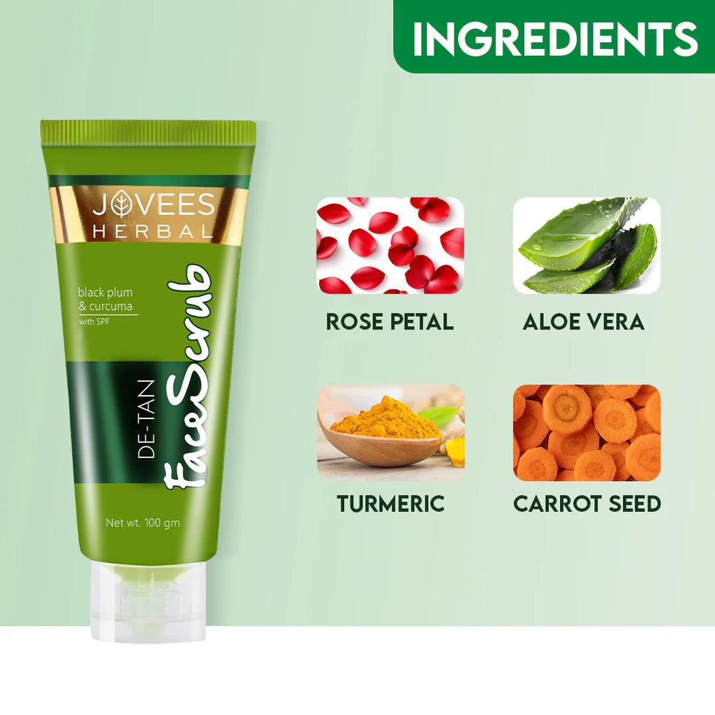 Jovees Detan Face Scrub With SPF Black Plum & Curcuma 100g