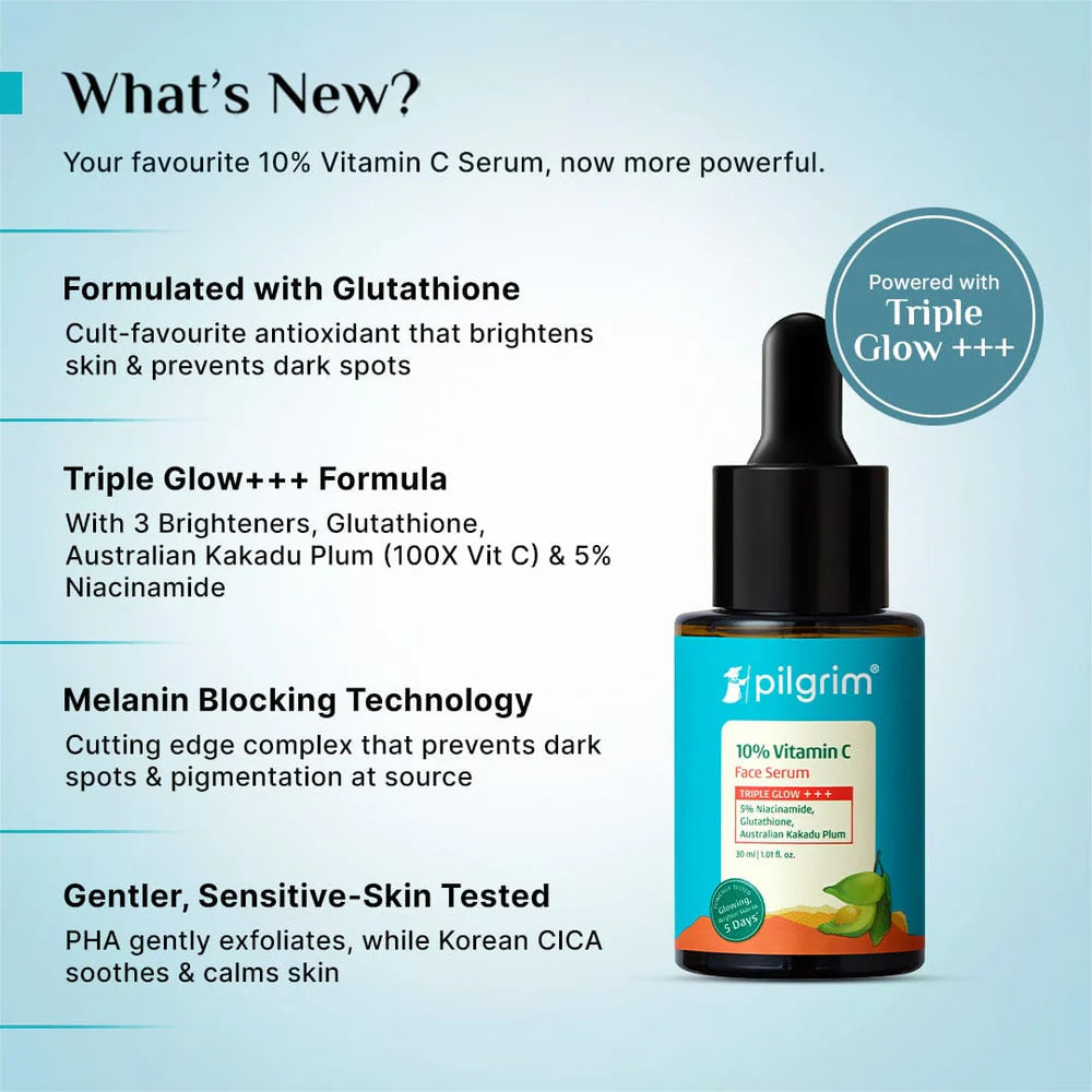 pilgrim 10% Vitamin C Face Serum For Triple Glow+++ 30ml