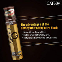 Gatsby Set Unbreakable Set & Keep Spray Ultra Hard Maintains Ultimate Style 250ml
