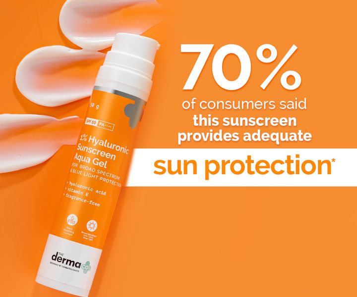 The Derma co 1% Hyaluronic Sunscreen Aqua Gel - 50g Broad Spectrum Protection SPF 60 PA++++ | Non-Greasy