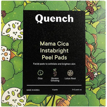 Quench Botanics Quench Botanics Mama Cica Instabright Peel Pads - Korean Ginseng & Lotus Root, Exfoliates Skin, 2 pcs