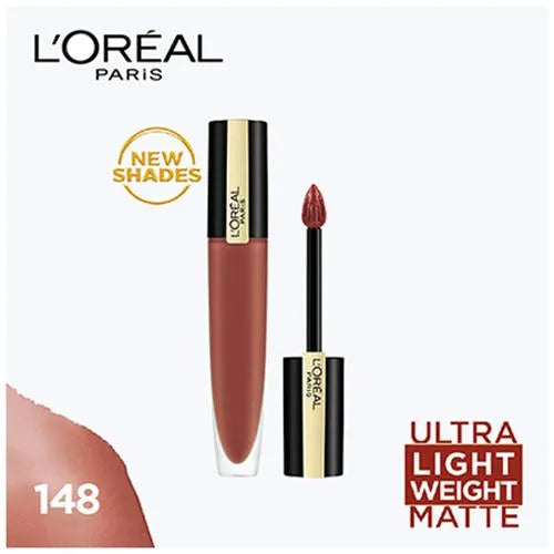 Loreal Paris Rouge Signature Matte Liquid Lipstick - Ultra Light Weight, No Stain, 7 g 148 I Hunt