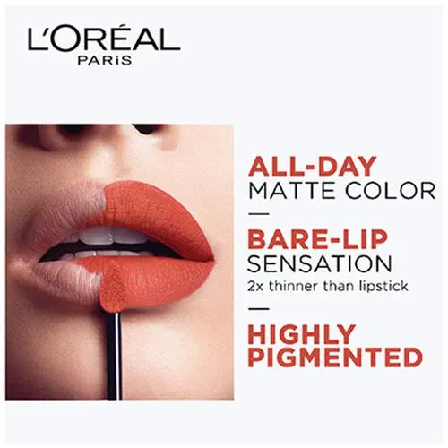 Loreal Paris Rouge Signature Matte Liquid Lipstick - Ultra Light Weight, No Stain, 7 g 143 I Liberate
