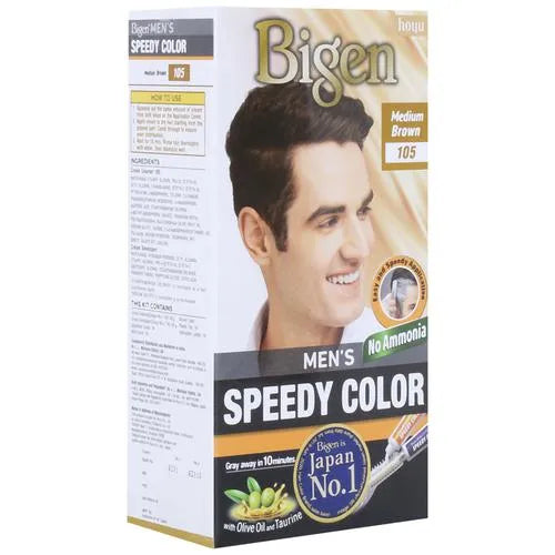 Bigen Mens Speedy Hair Colour With Olive Oil & Taurine - Medium Brown 105