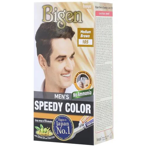 Bigen Mens Speedy Hair Colour With Olive Oil & Taurine - Medium Brown 105