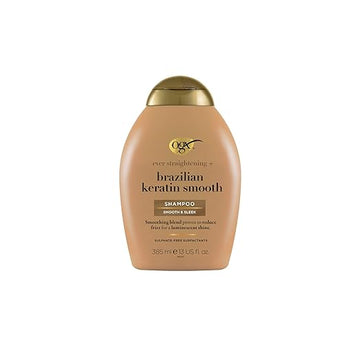 OGX Ever Straightening Brazilian Keratin Smooth Shampoo With Coconut Oil, Keratin Proteins, Avocado Oil & Cocoa Butter,Sulphate Free Surfactants, Paraben Free 385ml