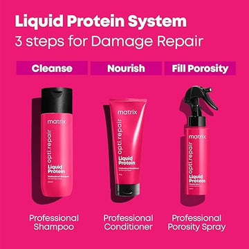 Matrix Opti.Repair Professional Liquid Protein Shampoo | Repairs Damage from 1st Use | for Less Split Ends, Breakage, Knotting | Paraben-free, 350ml