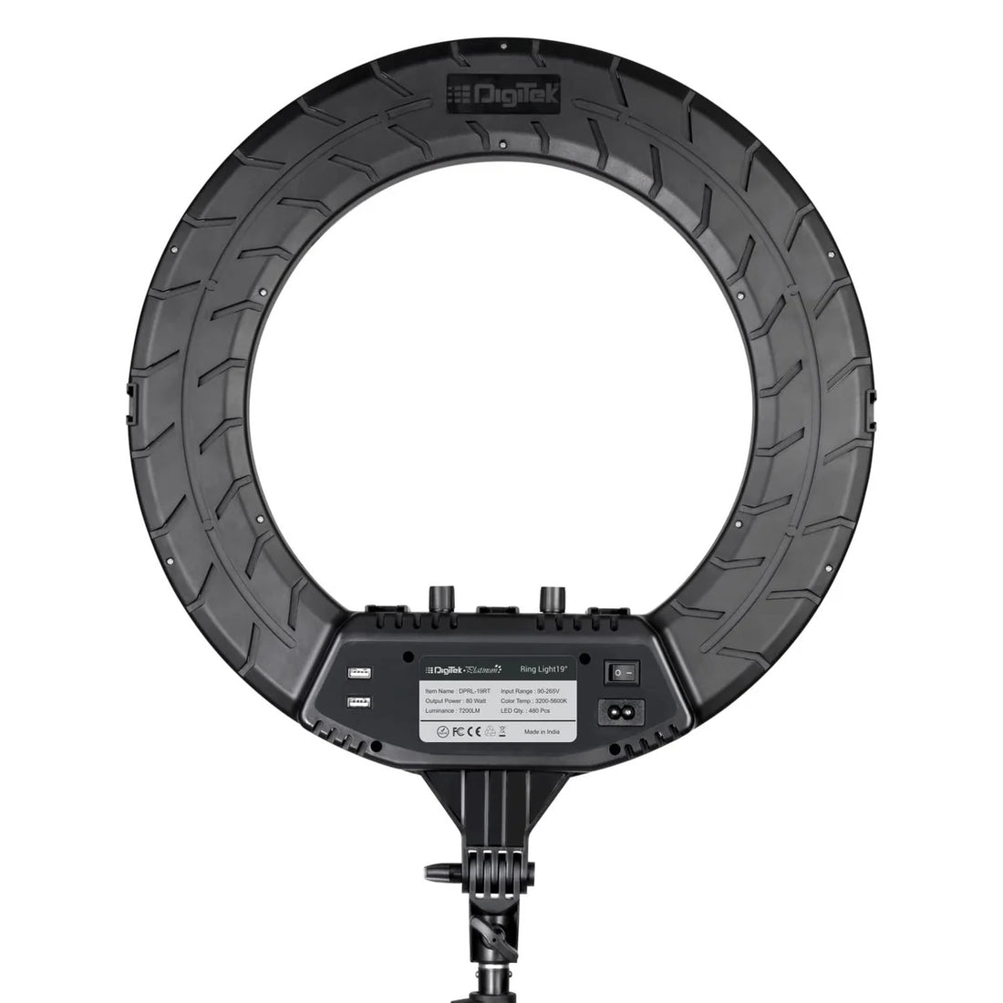 Digitek Platinum DPRL-19RT Professional LED Ring Light Runs on AC Power with No Shadow apertures, Ideal use for Makeup, Video Shoot, Fashion Photography & Many More