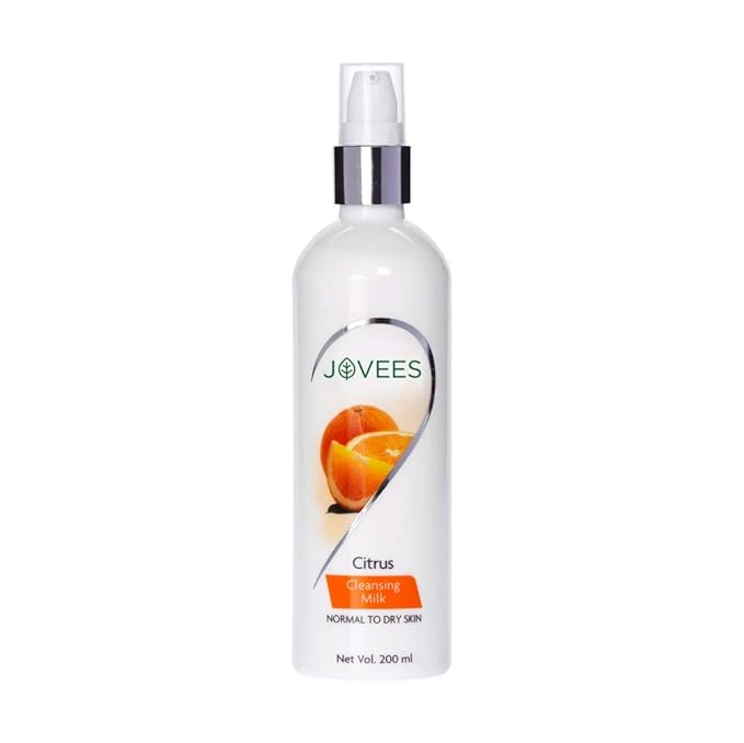 Jovees Herbal Citrus Cleansing Milk with Lemon Peel Extract, Almond & Coconut Oil | For Normal to Dry Skin 200ml