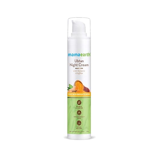 Mamaearth Ubtan Night Cream for glowing skin with Turmeric & Saffron for Skin Brightening 50 g