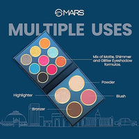 MARS The City Paradise Makeup Kit | Highly Pigmented and Blendable | 9 Eyeshadow Palette with 1 Highlighter, Blusher, Bronzer & Compact Powder each (16.0 gm) (01-Mumbai)