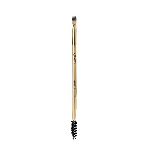 MARS Artist's Arsenal Professional Angled Brush With Spoolie | Feather Soft Touch | Multi-Purpose Brush For Eyes | Precise Synthetic Bristles | Luxe Packaging Makeup Brush (Golden) BRE 06