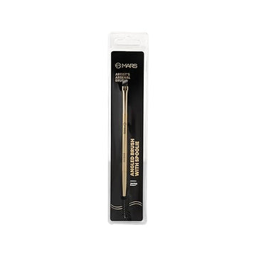 MARS Artist's Arsenal Professional Angled Brush With Spoolie | Feather Soft Touch | Multi-Purpose Brush For Eyes | Precise Synthetic Bristles | Luxe Packaging Makeup Brush (Golden) BRE 06