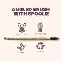 MARS Artist's Arsenal Professional Angled Brush With Spoolie | Feather Soft Touch | Multi-Purpose Brush For Eyes | Precise Synthetic Bristles | Luxe Packaging Makeup Brush (Golden) BRE 06