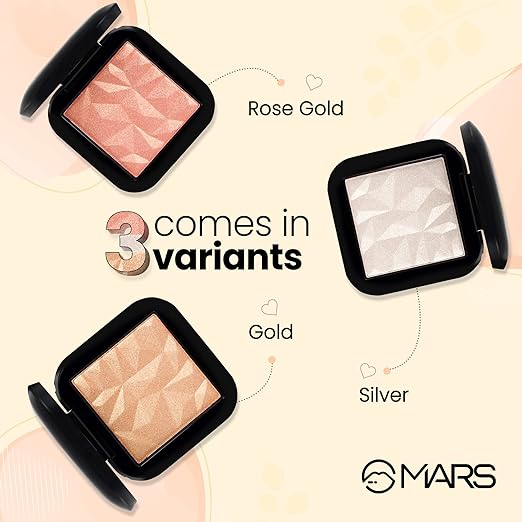 MARS Wonder Face Highlighter | Easy to Blend | Blinding Glow Highlighter for Face Makeup (8.5g) ROSE GOLD