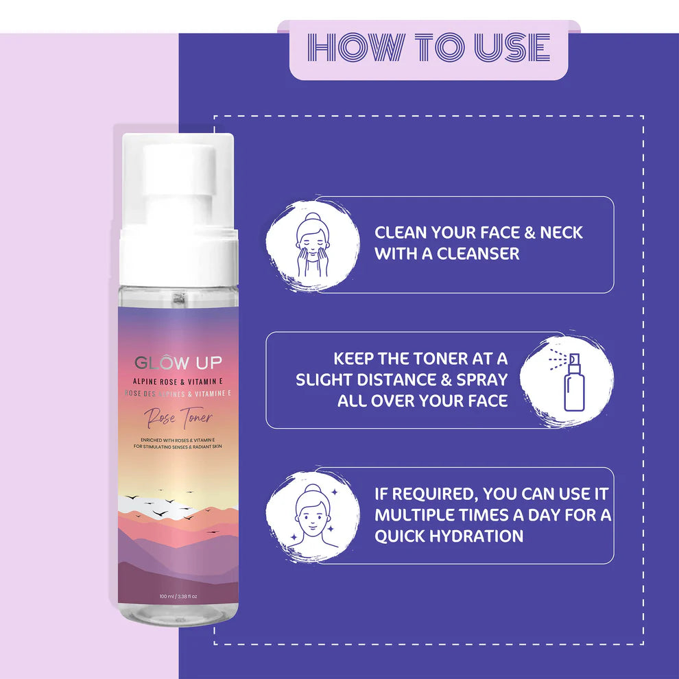 Glow Up ROSE TONER WITH ALPINE ROSES AND VITAMIN E - 100ml
