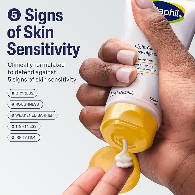 Cetaphil Sun SPF 50 Sunscreen Light Gel 50 ml – Very High Protection SPF 50+ Broad Spectrum UVA/UVB - Lightweight, Non-Sticky Gel - - Water resistant - Fast Absorbing Daily Face Sunscreen for Sensitive Skin - For All Skin Types