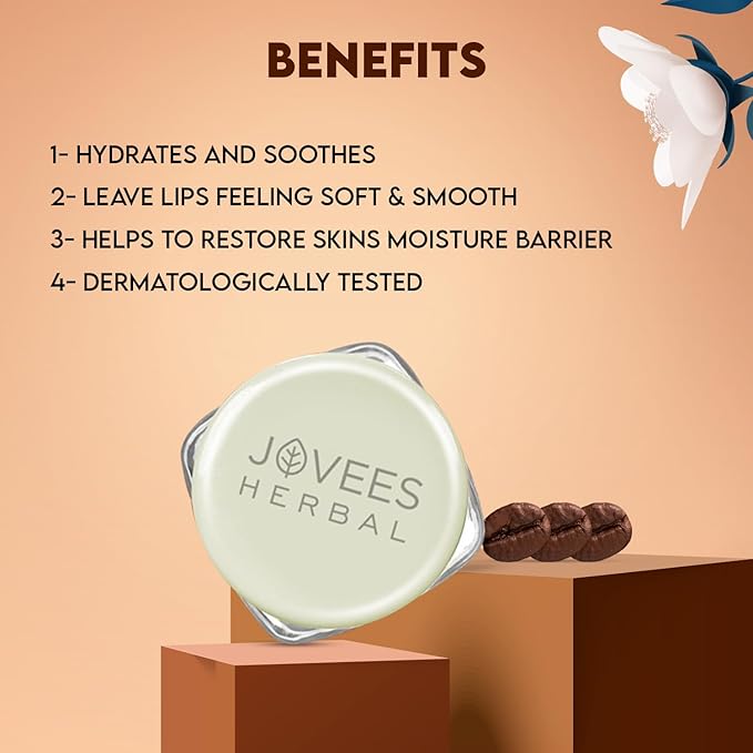 Jovees Herbal Coffee Exfoliating Lip Scrub For Brightening Dark Lips for Dry Lips/Smoker/Chapped Lip & Lipstick Stains Removal Lip care, Soft and Supple Lips | For Men and Women- 8g