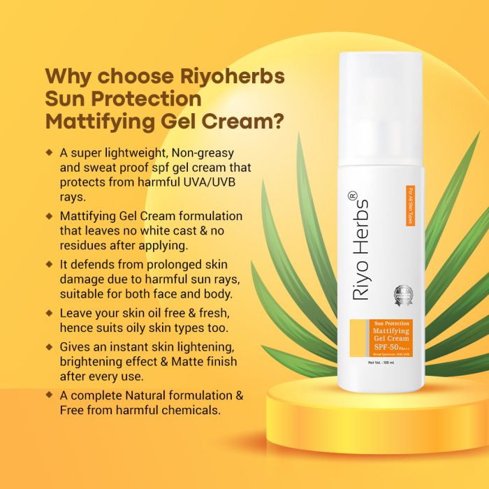 Riyo Herbs Sun Protection Spf-50 Mattifying Gel - Non Comedogenic | Non sticky 100ml