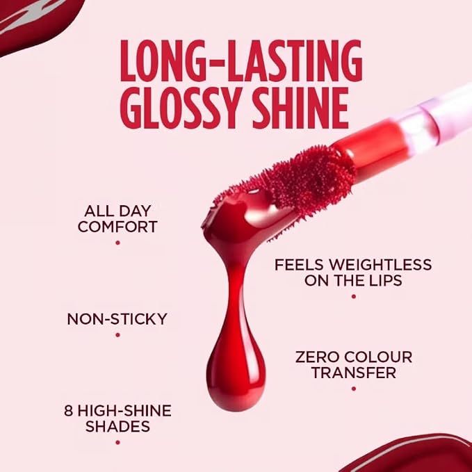 Nykaa Lip Grip No-Transfer Gloss Intense Shine Liquid Lipstick Gloss Intense Shine Liquid Lipstick 2ml