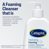 Cetaphil Hydrating Foaming Cream Cleanser 236 ml for Dry to Normal Sensitive Skin with Niacinamide, Aloevera and Glycerin