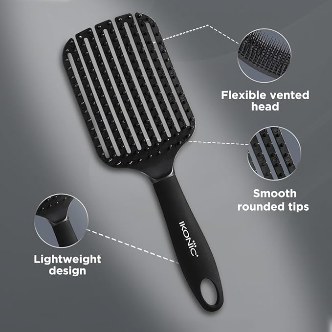 Ikonic Professional Flexi Paddle Hair Brush Black