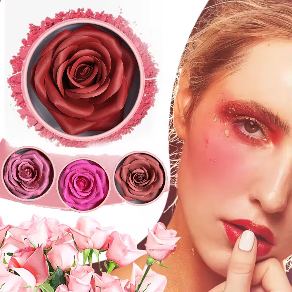 VERONNI 3D Rose Blush Highlighter Makeup Cheek Contour Shimmer Flower Petals D Rose Blush Facial Makeup