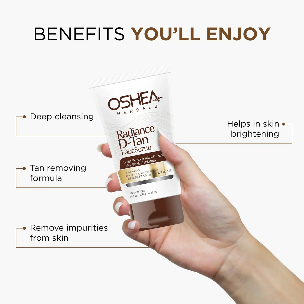 Oshea Herbals Radiance D-Tan Face Scrub 120g