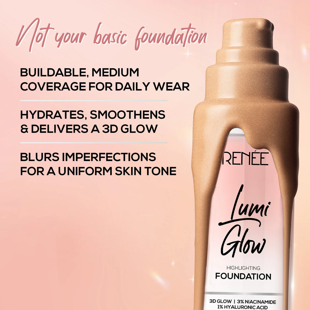 RENEE Lumi Glow Highlighting Liquid Foundation With 3D Glow For Skin 30ml