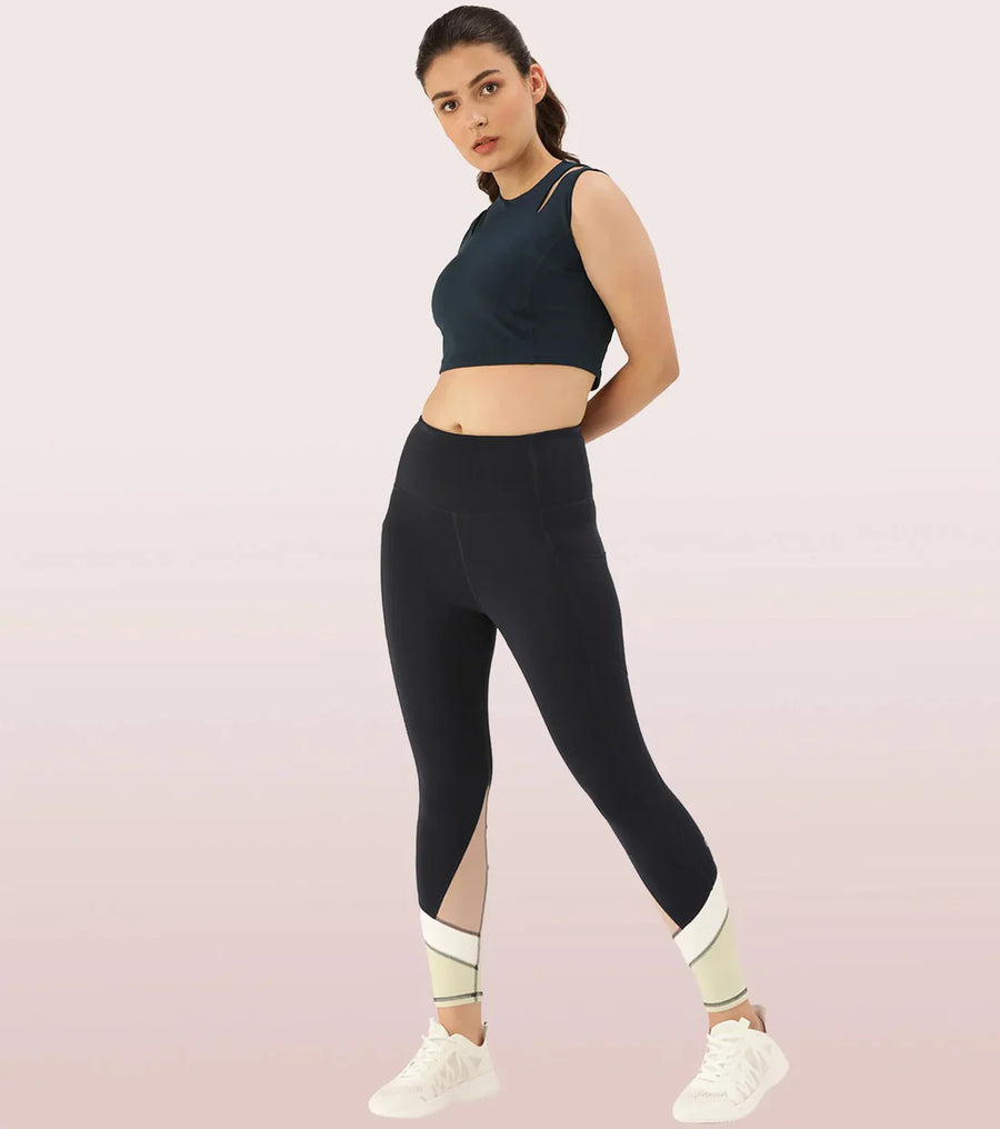 Enamor Shelf Bra Crop Vest | Crew Neck Vest With In-Built Shelf Bra Support | Hugged Fit E123