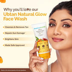 Mamaearth Ubtan Natural Glow Face Wash with Turmeric & Saffron | For Tan Removal & Skin brightening | SLS & Paraben Free | For All Skin Type | For Men & Women | 100 ml