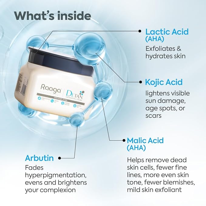 Raaga Professional De-Tan Tan Removal Cream Kojic & Milk 500g