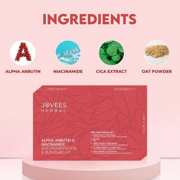 Jovees Alpha Arbutin & Niacinamide Anti Pigmentation & Blemishes Big Facial Kit | For Pigmentation & Blemishes | For Multiple Use | Improves Uneven Skin Tone