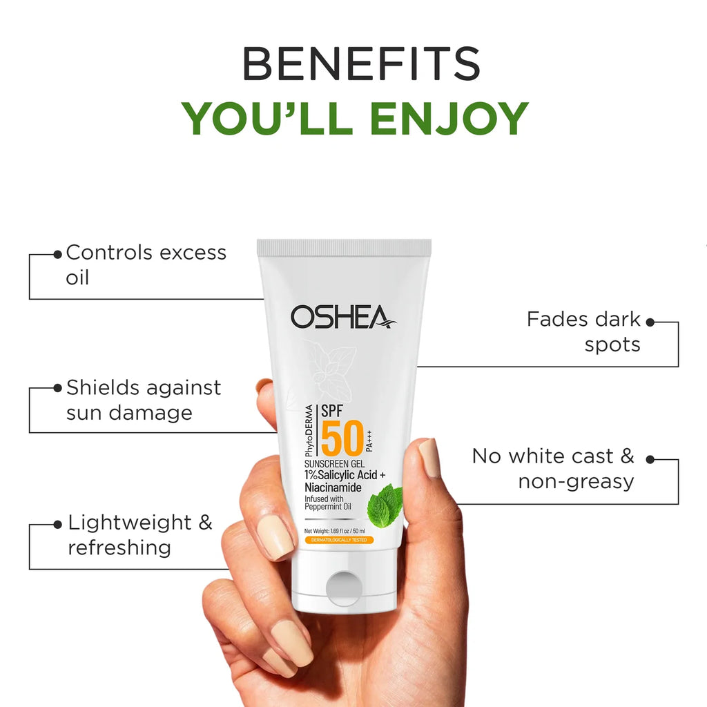 OSHEA HERBAL Salicylic Acid Sunscreen Gel SPF 50 for Oily and Acne Prone Skin 50ml