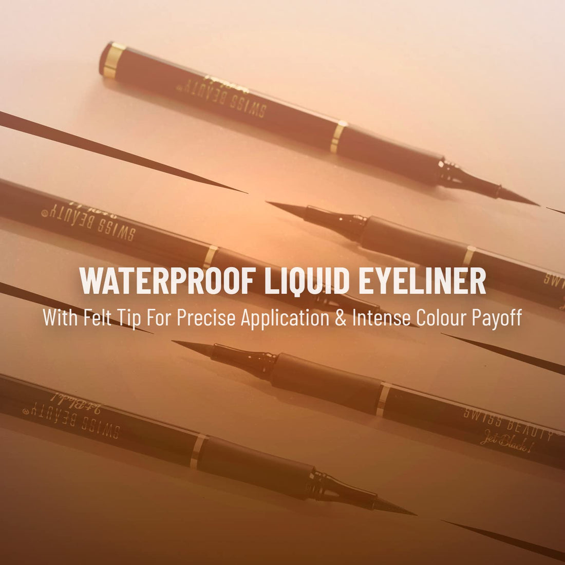 SWISS BEAUTY Waterproof And Long Wearing Bold Felt Tip Pen Glossy Eyeliner | Smudge Proof Eye Makeup | Quick Drying | Jet Black 1.2ml