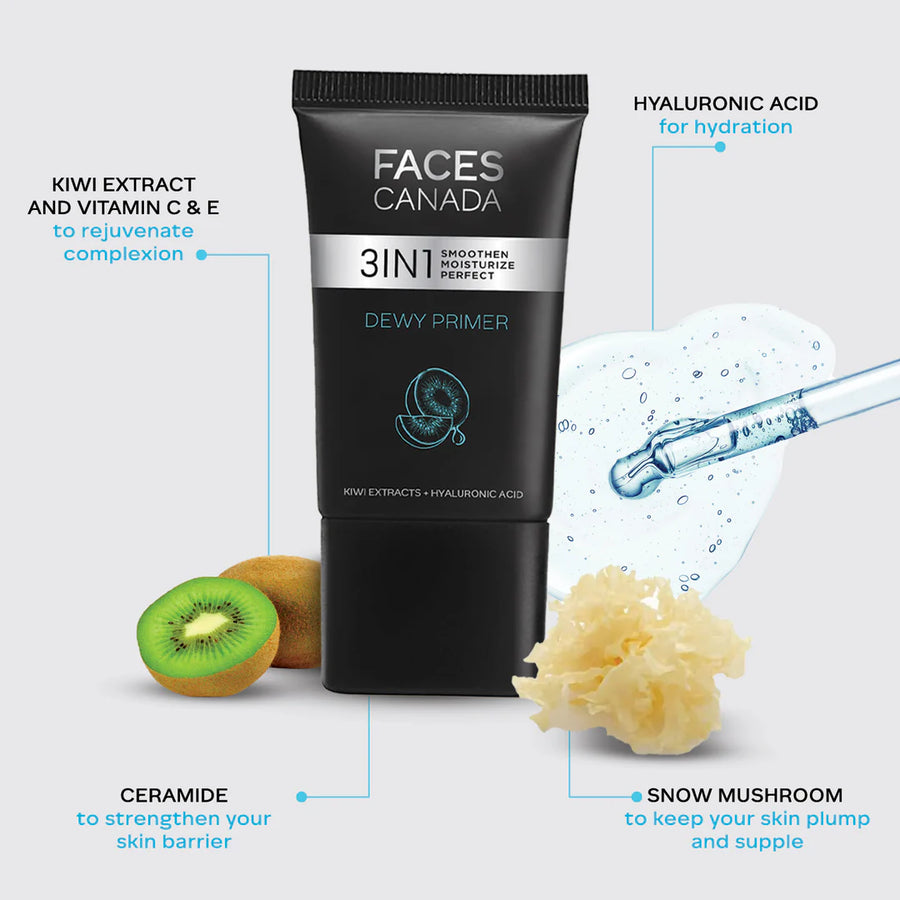 Faces Canada Dewy Primer 3 in 1 Smoothen Moisturize Perfect 30g