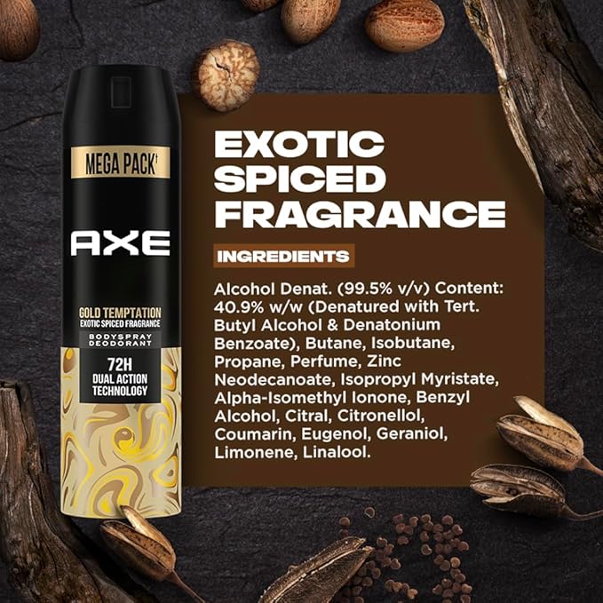 Axe Gold Temptation Long Lasting Deodorant Bodyspray for Men 215ml