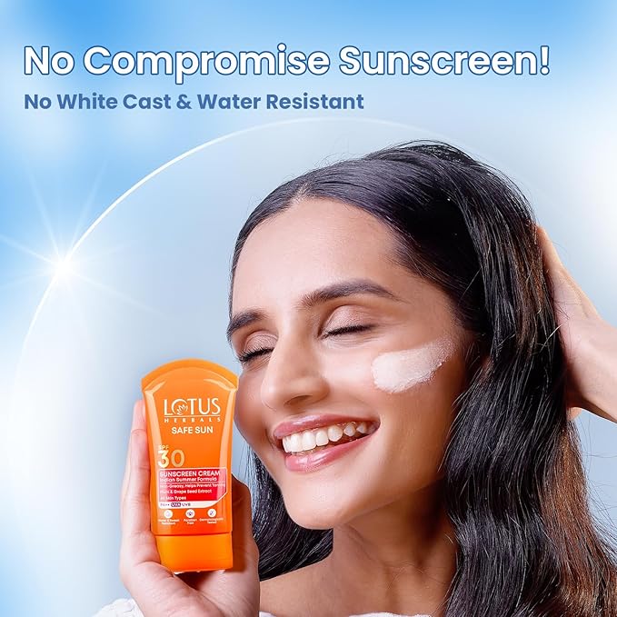 Lotus Herbal Safe Sun Block Cream Indian Summer Formula Spf 30Uvb 100g